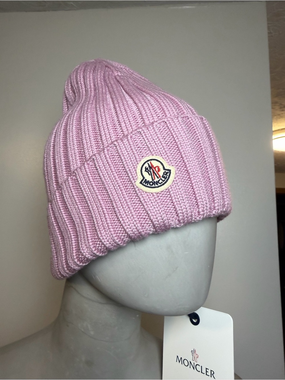 Moncler Logo Patch Rib Wool Beanie